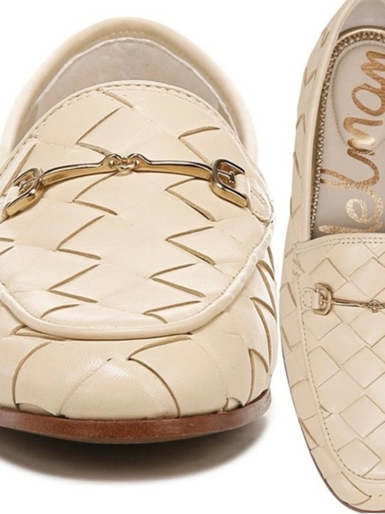 Sam Edelman Shoes - Sam Edelman Cream Lorraine Braided Leather Loafers with Gold Bit
